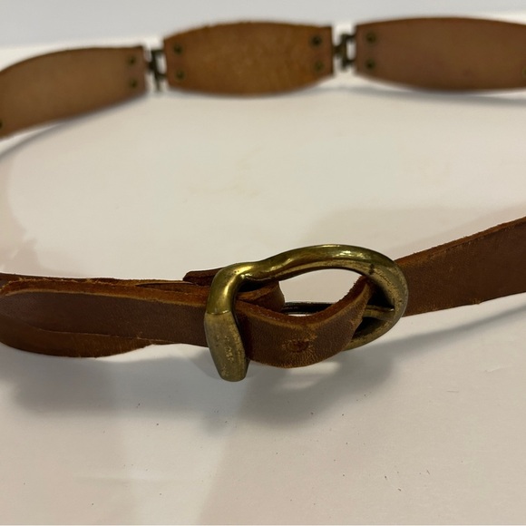 VTG Gold Latch Brown Leather Belt 820 main image 5